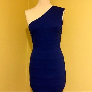 👗Express Blue Bodycon One Shoulder Dress